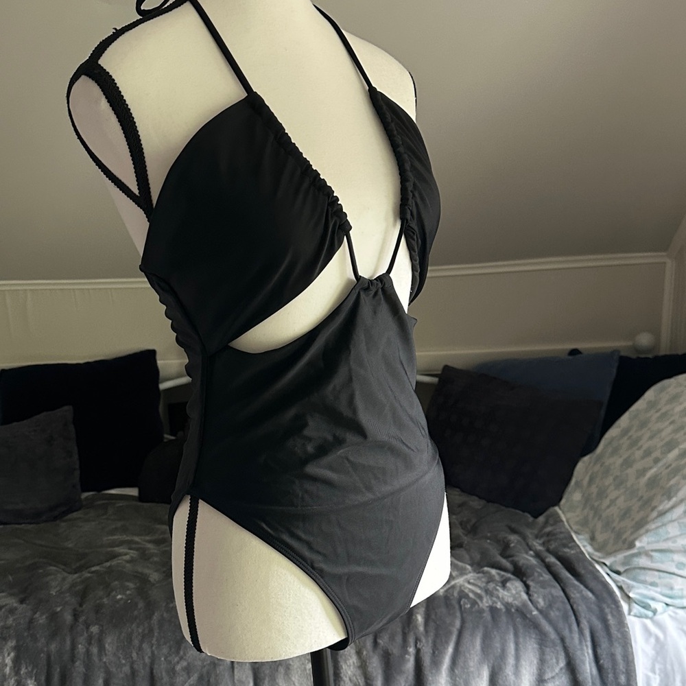 The Frolic via ASOS Black Cut-Out One-Piece Swimsuit